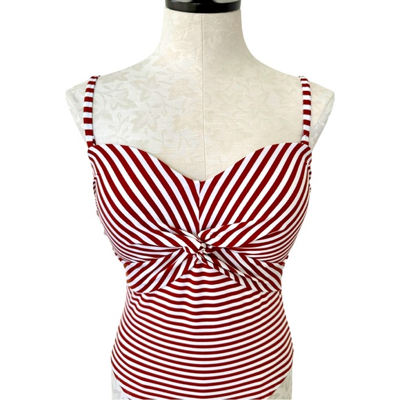 Kona Sol One Piece Striped Twist Swim Suit Size Medium - Picture 3 of 12